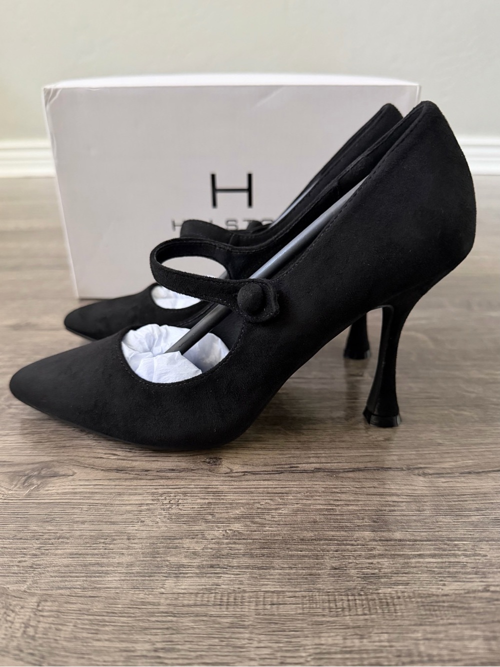 H Halston Womens Sicily Black Mary Jane Pumps Size 6.5 Whimsigoth Pointed Toe - Picture 7 of 11